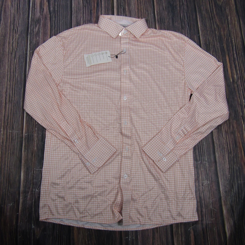 Men's Checked Dress Shirt - Peach